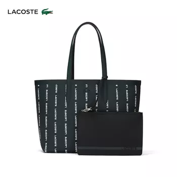 Сумка-тоут двусторонняя Lacoste из крокодиловой кожи, черный