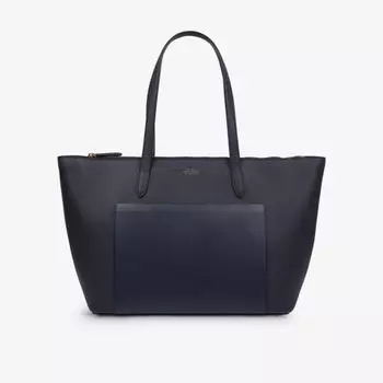 Сумка-тоут east west из зернистой кожи Smythson, синий