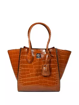 Сумка-тоут Ermanno Scervino с тиснением под крокодила, коричневый