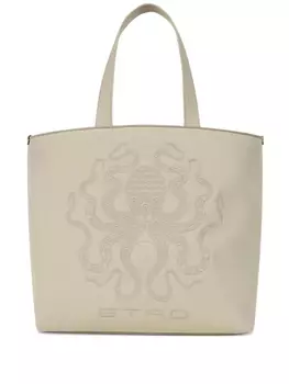 Сумка-тоут ETRO с вышивкой осьминога, нейтральный