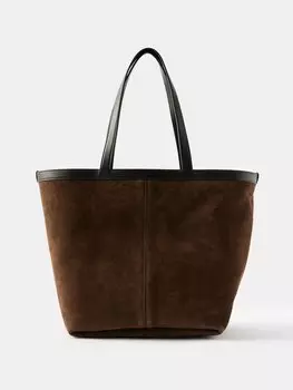 Сумка-тоут flip flap intrecciato из кожи и замши Bottega Veneta, коричневый