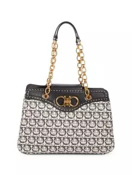 сумка-тоут Gancini с заклепками Ferragamo, цвет Black Multi