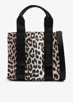 Сумка-тоут Ganni Small Tech, животный принт