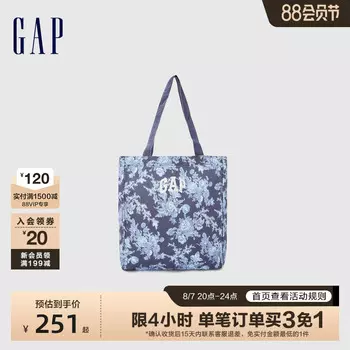 Сумка-тоут Gap с цветочным принтом, синий