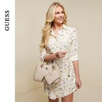 Сумка-тоут Guess в ромбовидную клетку, черный