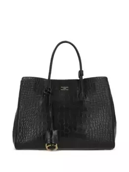 Сумка-тоут Hampton Carry All с тиснением под крокодила BALENCIAGA, черный