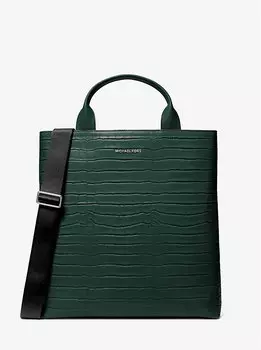 Сумка-тоут Hudson из тисненой кожи крокодила Michael Kors, зеленый