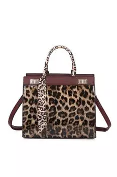 Сумка-тоут Hyo с леопардовым принтом и лентой Fontanella Fashion, красный