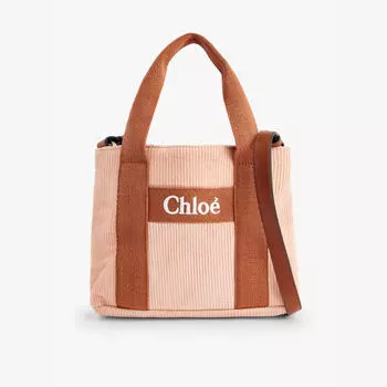 Сумка-Тоут из денима с фирменной вышивкой и контрастными вставками Chloe, розовый