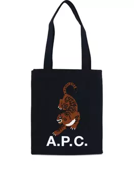 Сумка-тоут из хлопка A.P.C., синий