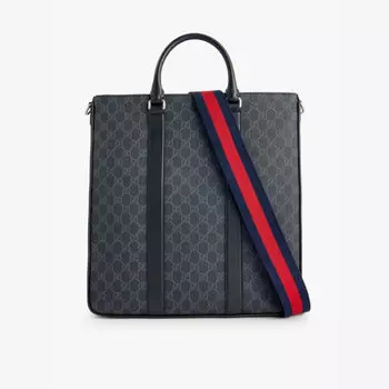 Сумка-Тоут из холщовой ткани с монограммным принтом Gucci, черный