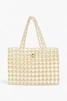 Сумка-тоут из искусственного жемчуга Sable Nacr с бисером VANINA, экру