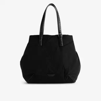 Сумка-тоут из искусственной кожи с нашивкой-логотипом Bottega Veneta, черный