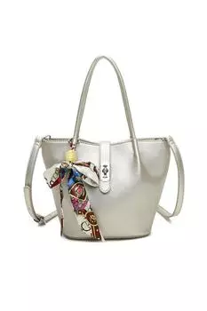 Сумка-тоут из искусственной кожи Tria Ribbon Fontanella Fashion, металлик