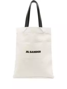 Сумка-тоут из канваса с логотипом JIL SANDER, нейтральный