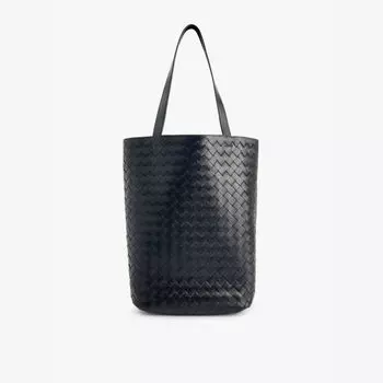 Сумка-Тоут из кожи Intrecciato North South Bottega Veneta, черный