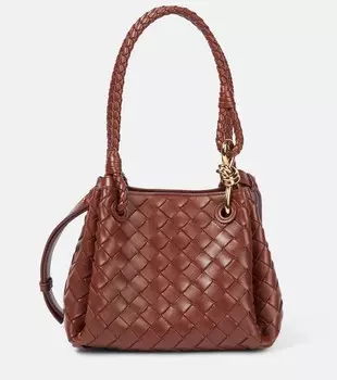 Сумка-тоут из кожи Intrecciato Parachute Small Bottega Veneta, Sapele-Muse Brass