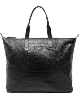 Сумка-тоут из кожи с тиснением под крокодила Dolce & Gabbana, черный