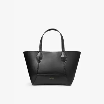 Сумка-Тоут из кожи с тисненым логотипом в виде ромба Jimmy Choo, черный