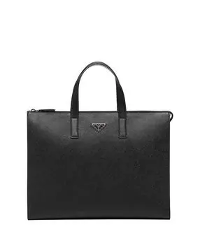 Сумка-тоут из кожи Saffiano Prada, черный