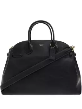 Сумка-тоут из кожи в стиле ампир с верхней ручкой Coach, черный