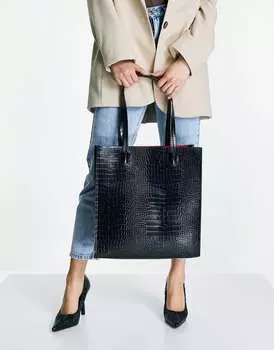 Сумка-тоут из крокодиловой кожи с отделением для ноутбука ASOS