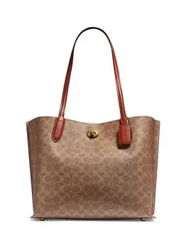 Сумка-тоут из парусины с покрытием Willow Signature COACH, коричневый
