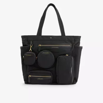 Сумка-Тоут из переработанного нейлона с накладным карманом для поездок на работу Anya Hindmarch, черный