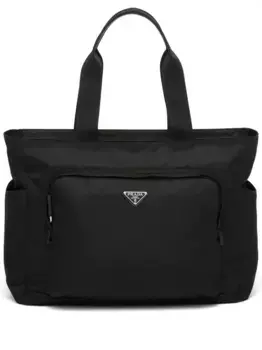 Сумка-тоут из переработанной сафьяновой кожи Prada, черный
