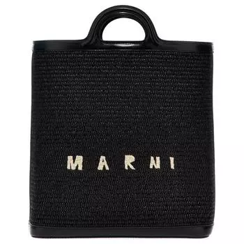 Сумка-тоут из рафии с вышитым логотипом Tropicalia MARNI