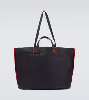 Сумка-тоут из рипстопа с шипами Christian Louboutin, черный