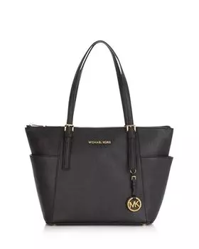 Сумка-тоут из сафьяновой кожи Jet Set East/West Michael Kors, цвет Black