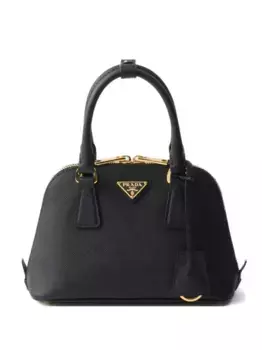 Сумка-тоут из сафьяновой кожи на молнии Prada, черный
