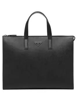 Сумка-тоут из сафьяновой кожи Prada, черный
