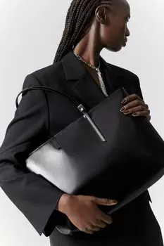 Сумка тоут из структурированной кожи & Other Stories, черный