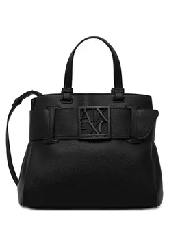 Сумка-тоут из текстурированной кожи Armani Exchange, черный