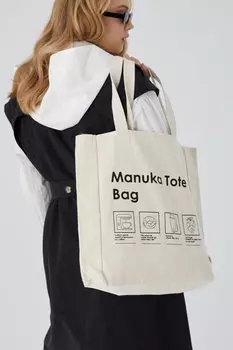 Сумка-тоут из ткани со складками с принтом Manuka