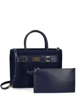 Сумка-тоут из жаккарда с рисунком в виде лошадиной кости Elisabetta Franchi, синий