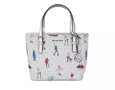 Сумка-тоут Jet Set Girls Print Signature PVC XS Carryall Top Zip (ярко-белый, многоцветный) Michael Kors