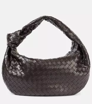 Сумка-тоут Jodie из кожи Intrecciato Bottega Veneta, Fondente-Gold
