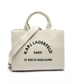 Сумка тоут Karl Lagerfeld Guillaume текстильная с принтом, экрю
