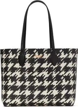 Сумка-тоут Kate Spade New York Bleecker Painterly Houndstooth Printed PVC Large Tote, цвет Black Multi
