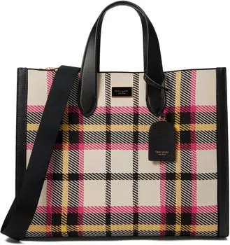 Сумка-тоут Kate Spade New York Manhattan Museum Plaid Knit Jacquard Large Tote, цвет Black Multi