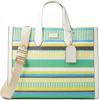 Сумка-тоут Kate Spade New York Manhattan Striped Woven Straw Large Tote, цвет Green Multi