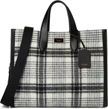 Сумка-тоут Kate Spade New York Manhattan Studio Plaid Fabric Large Tote, цвет French Cream Multi