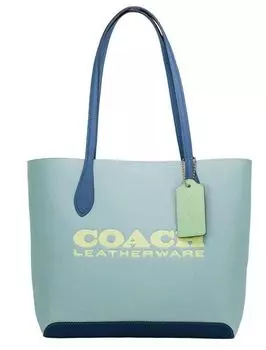Сумка-тоут Kia Medium Aqua Multi Colorblock из шагреневой кожи Coach