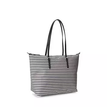 Сумка-тоут Lauren Ralph Lauren Striped Nylon Medium Keaton Tote, черный