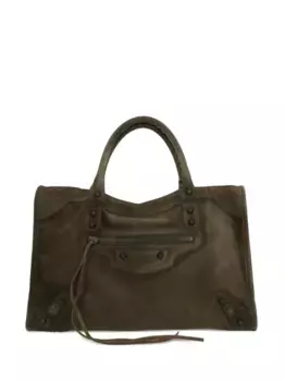 Сумка-тоут Le City среднего размера с плетеной ручкой из замши BALENCIAGA