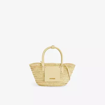 Сумка-тоут Le Petit Panier из рафии Jacquemus, слоновая кость