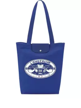 Сумка-тоут Le Pliage M с логотипом Longchamp, синий